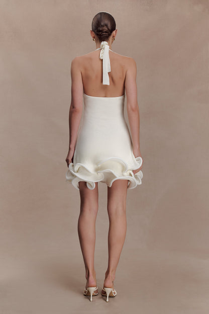 Willowmena Halter Neckline Mini Dress With Tubed Hem - White