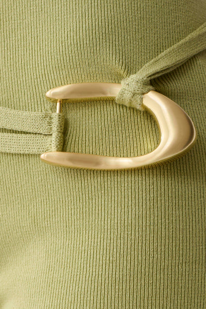Dimitri Mini Knit Shorts With Belt - Light Olive