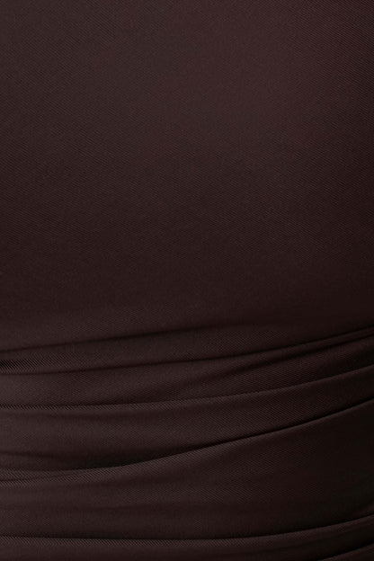 Luu Off Shoulder Slinky Top - Dark Chocolate