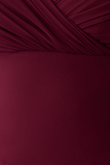 Mabel Off Shoulder Chiffon Maxi Dress - Merlot