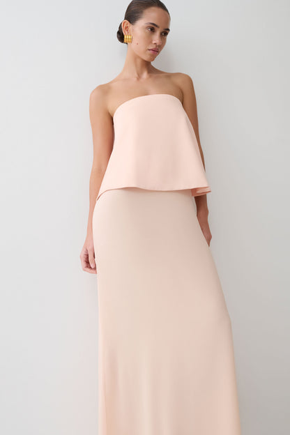 Sophia Satin Strapless Maxi Dress - Peach