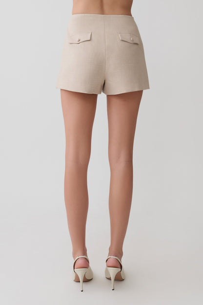 Solenne Suiting Shorts - Natural Marle