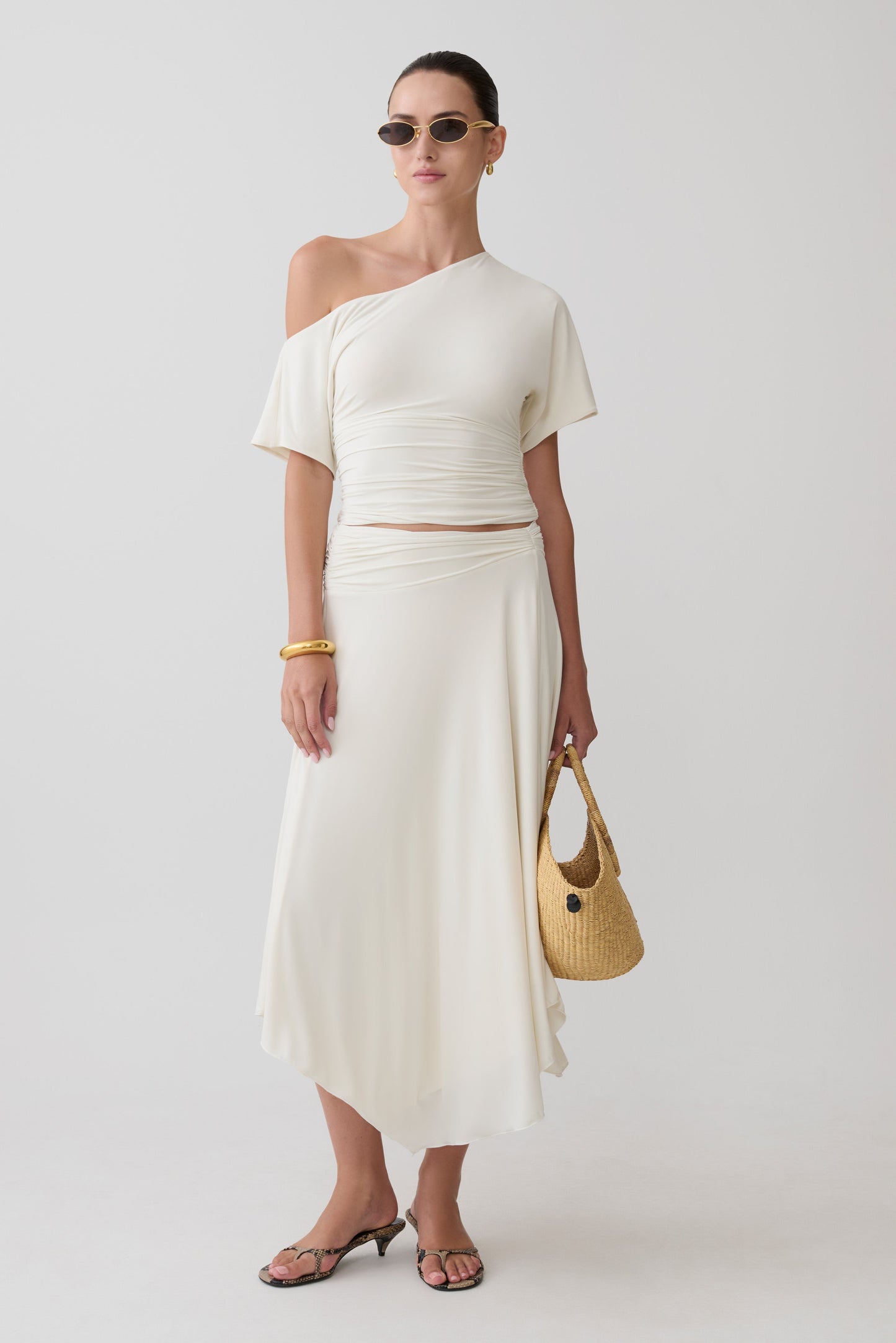 Luu Off Shoulder Slinky Top - Ivory