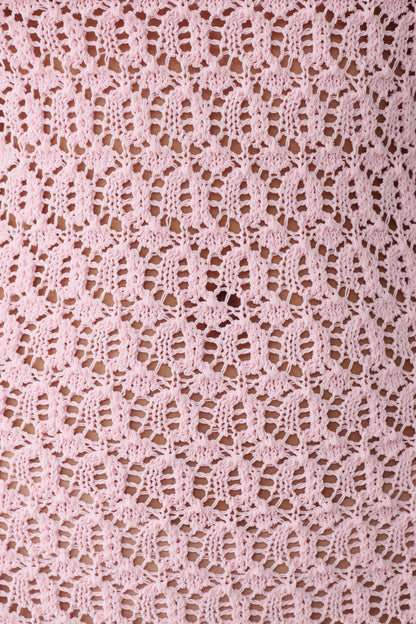 Carrisa Crochet Knit Mini Dress - Baby Pink