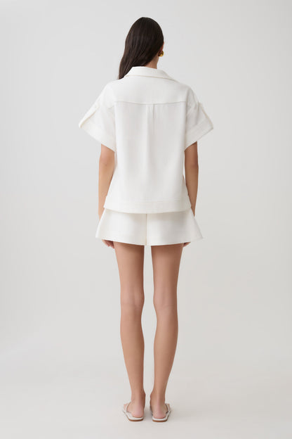 Piper Linen Flare Shorts - White