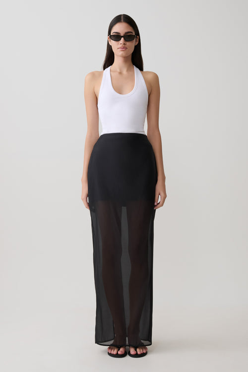 Ximena Organza Maxi Skirt - Black