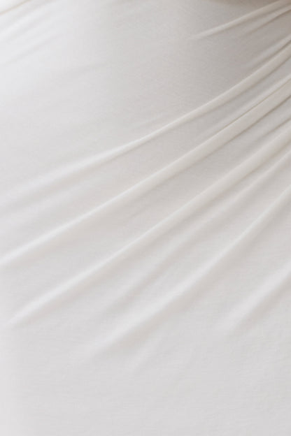 Alva Wool Lyocell Draped Midi Dress - White