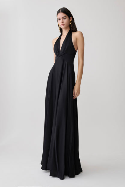 Rebecca Halter Buttoned Maxi Dress - Black