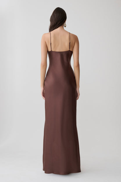 Martinne Chiffon Cape Maxi Dress - Mocha