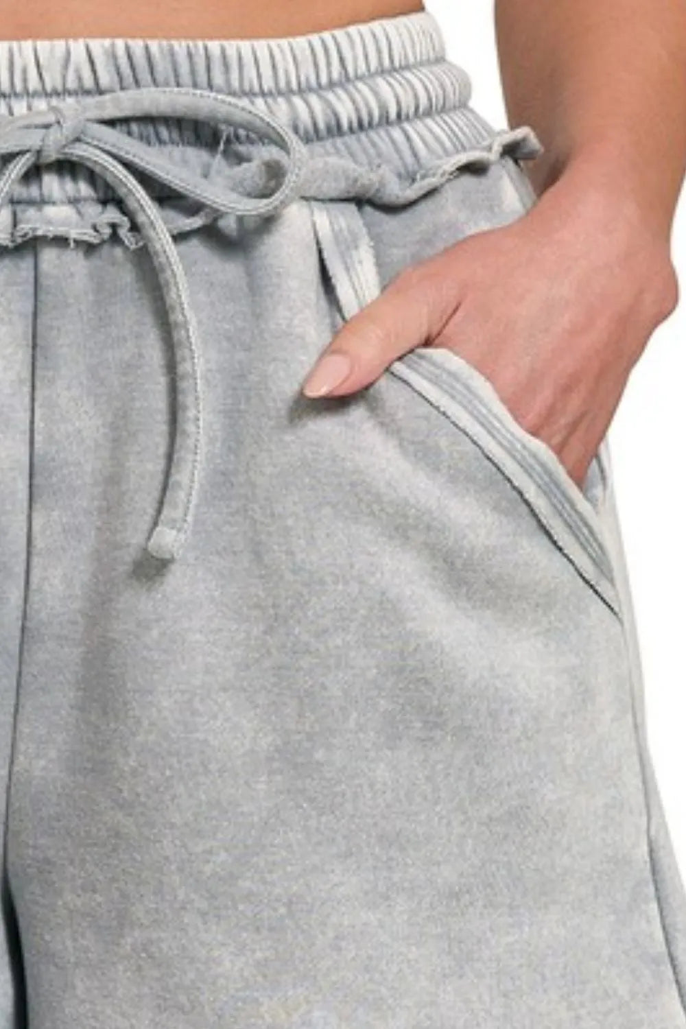 Hazel Blues® |  Zenana Acid Wash Fleece Drawstring Shorts With Pockets