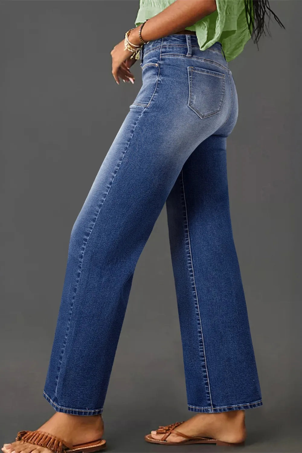 Hazel Blues® |  High-Waisted Wide-Leg Vintage Wash Jeans