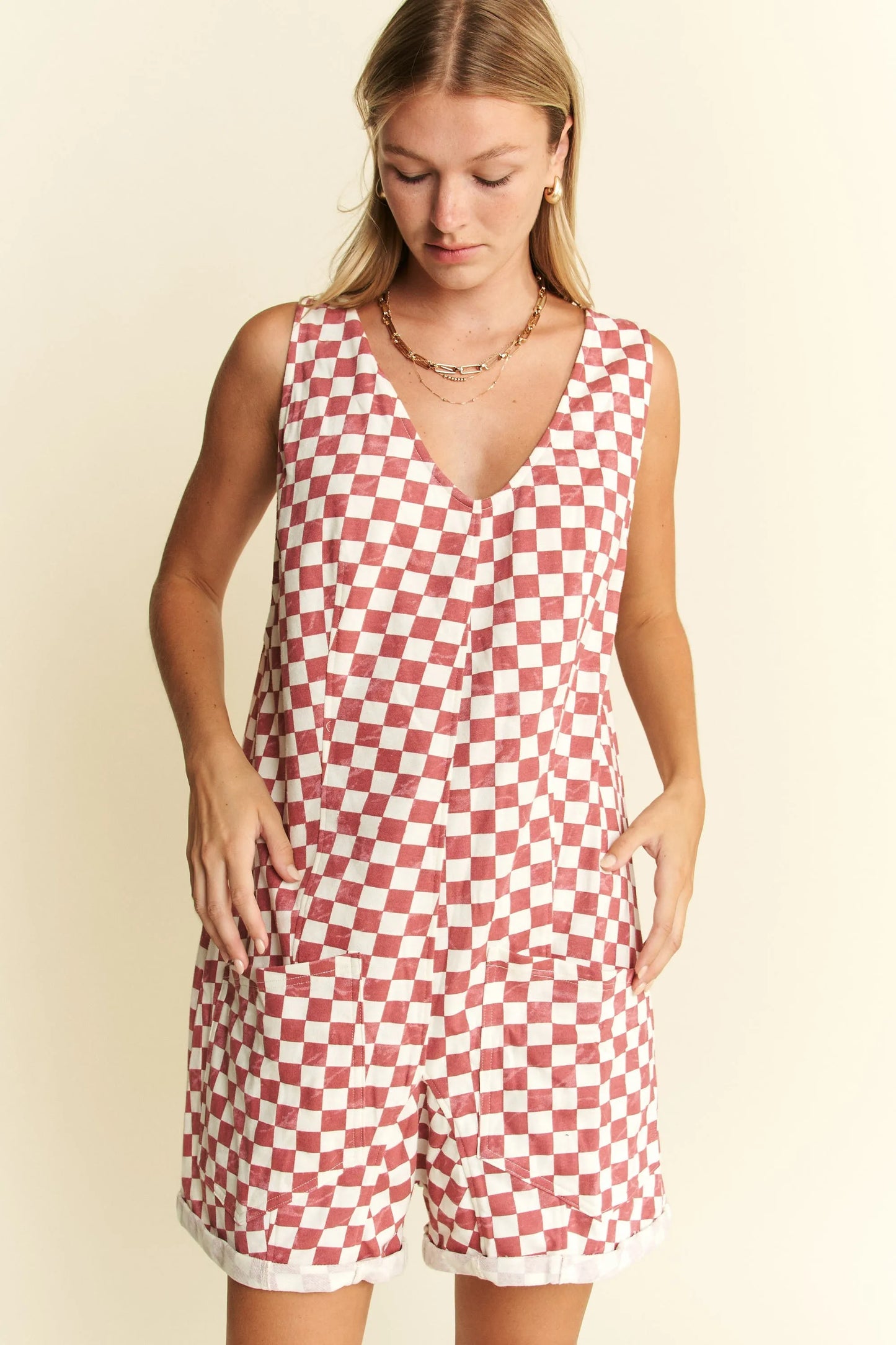 Hazel Blues® | Jade By Jane Plaid Print Shorts Romper