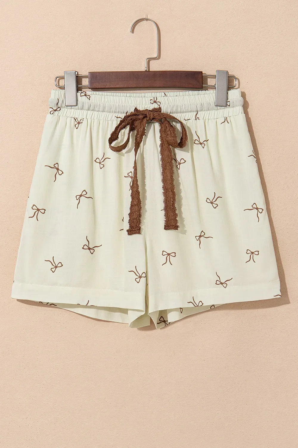 Hazel Blues® |  Bow Print Lace Drawstring Casual Shorts