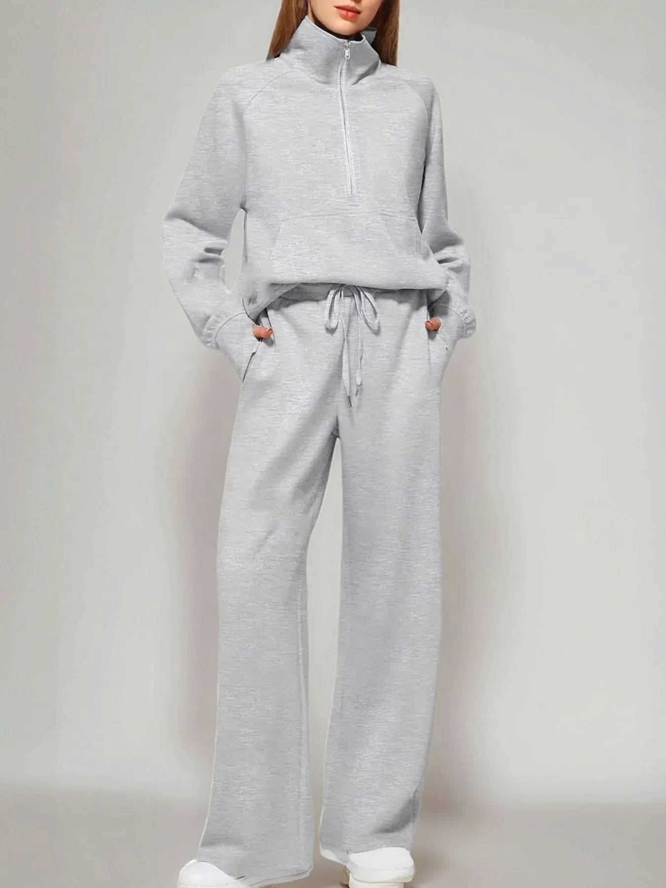 Hazel Blues® |  Half Zip Long Sleeve Top and Pants Set