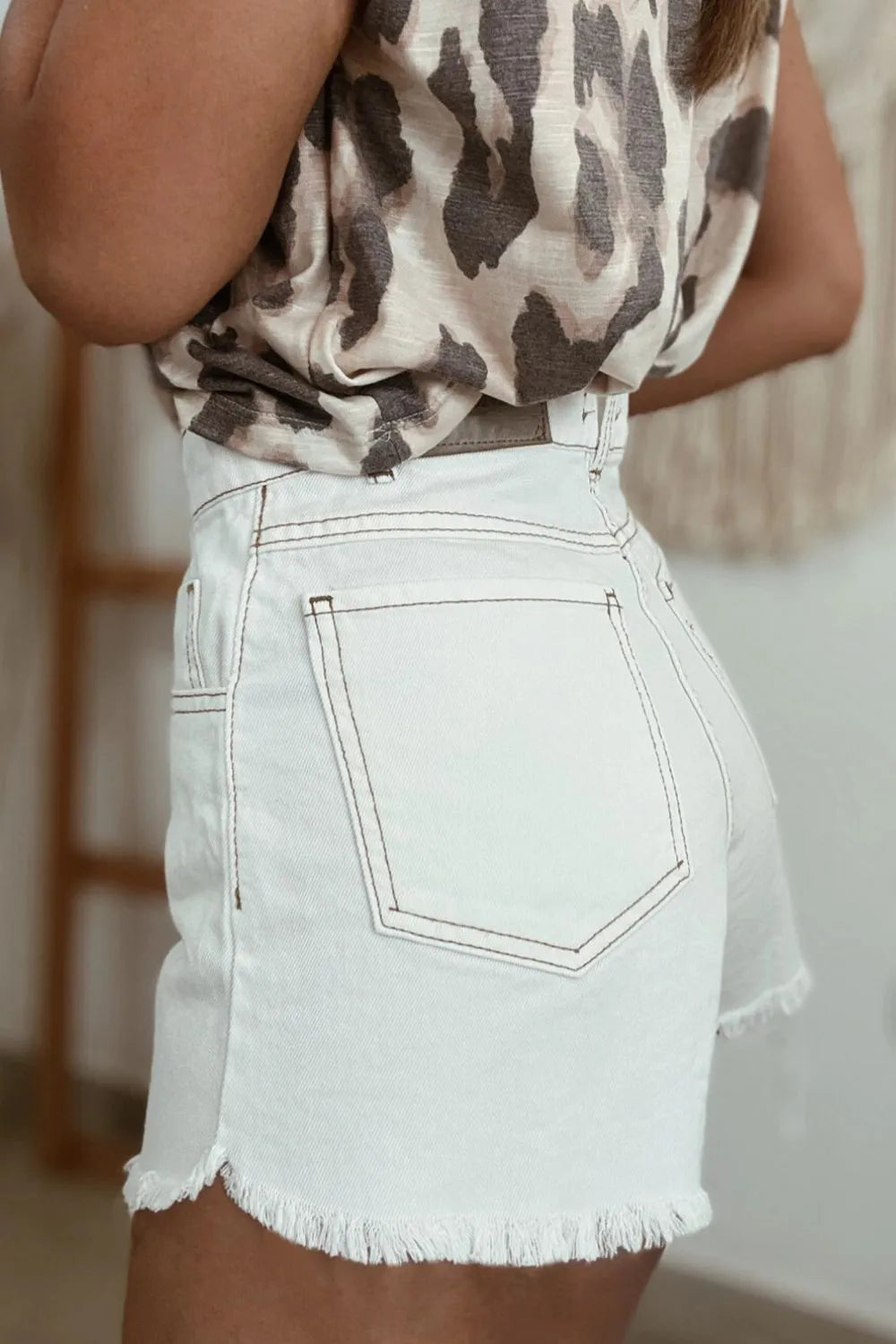 Hazel Blues® |  Raw Hem High Waist Denim Shorts