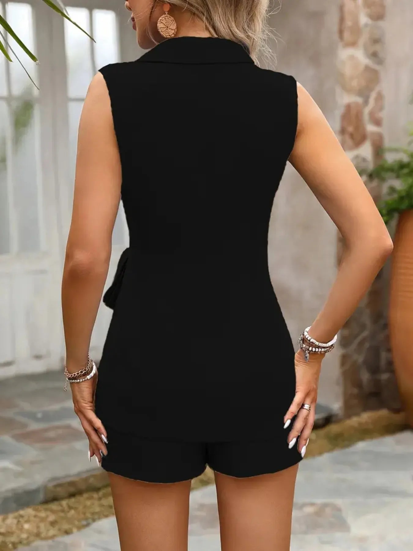 Hazel Blues® |  Tie Waist Vest and Shorts Set