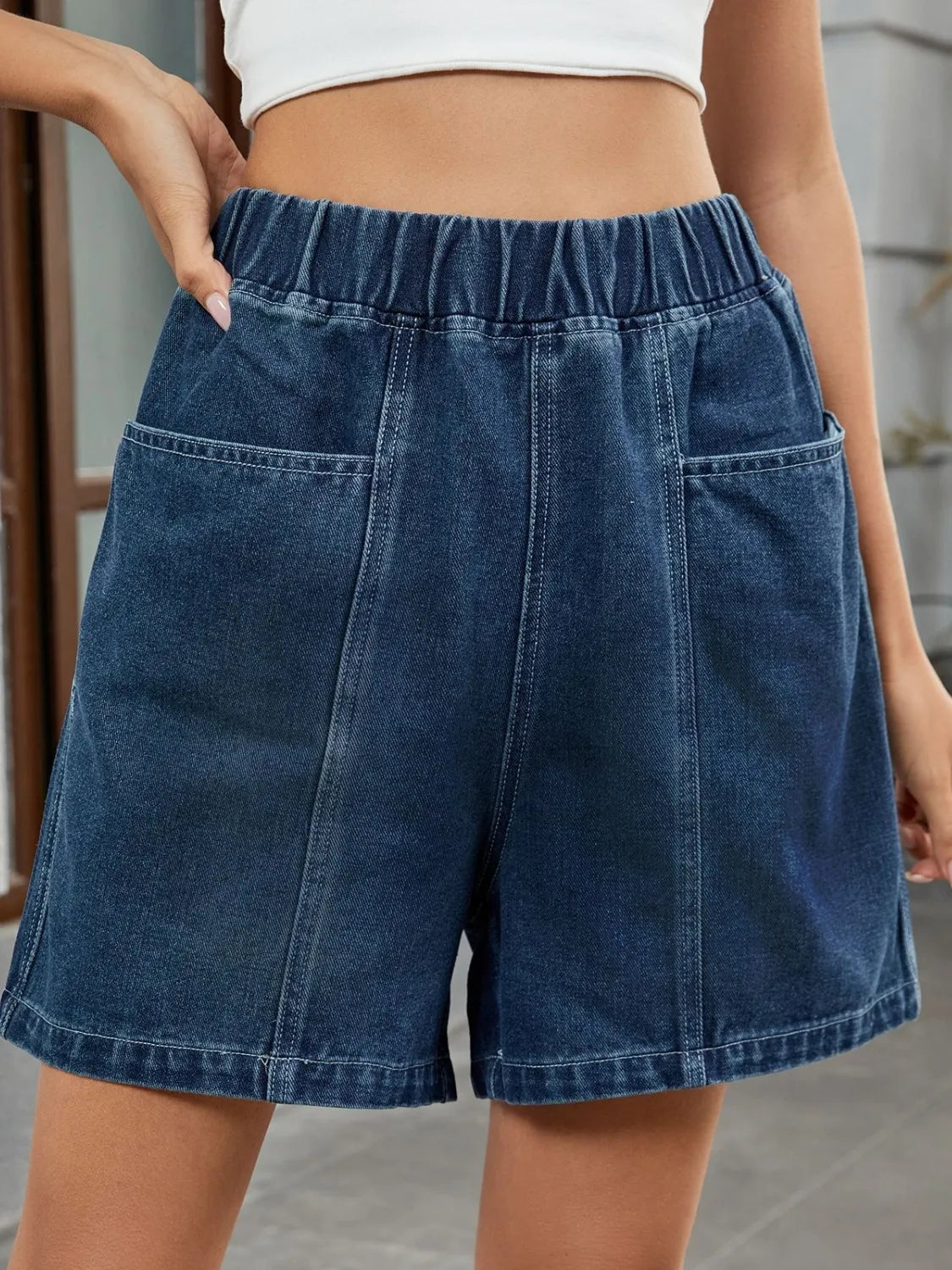 Hazel Blues® |  Elastic Waist Denim Shorts