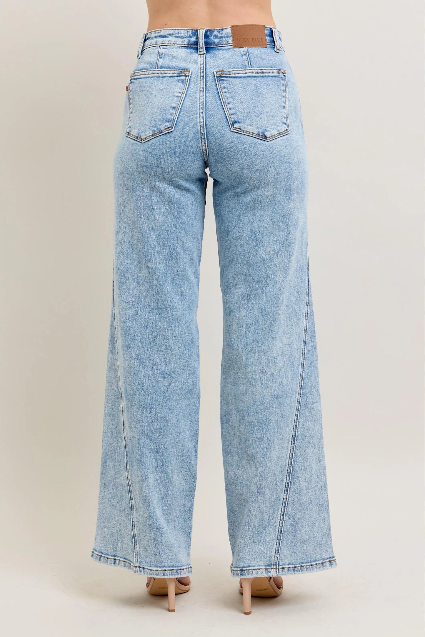 Hazel Blues® | Judy Blue High Waist Wide Leg Jeans with Skewed Inseam