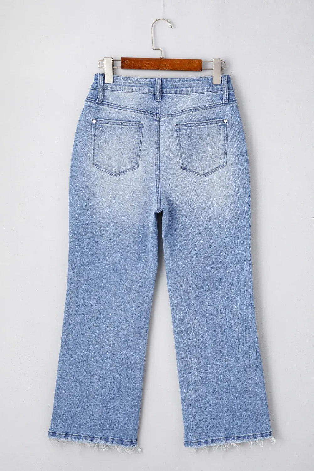 Hazel Blues® |  Mineral Wash Raw Hem High Waist Flared Jeans