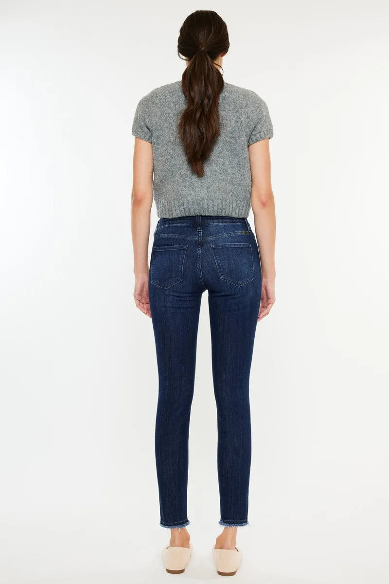 Hazel Blues® |  Kancan High-Rise Slim Fit Raw Hem Ankle Jeans
