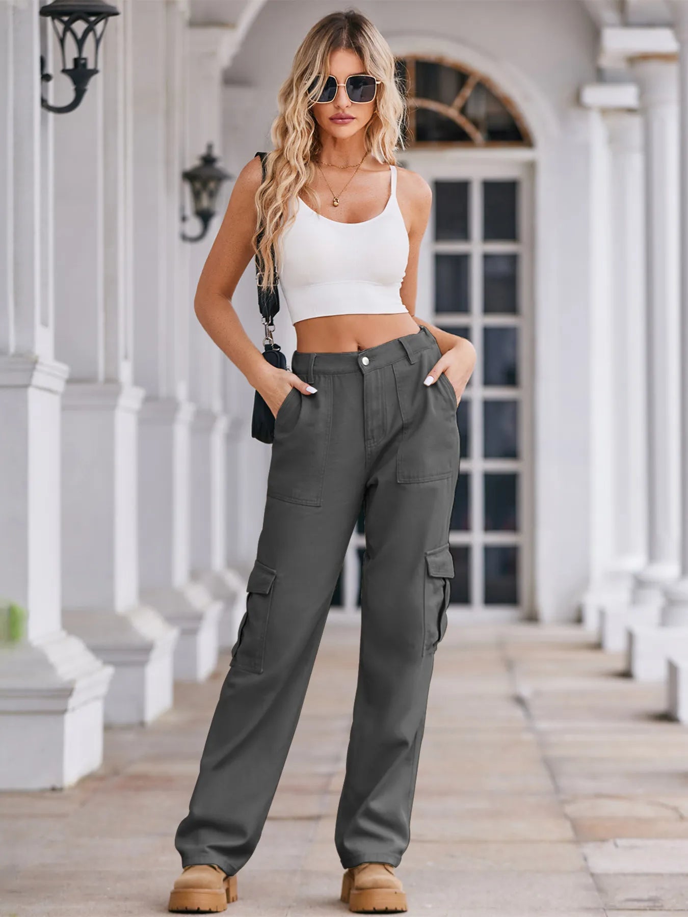 Hazel Blues® |  High-Waisted Cargo Jeans