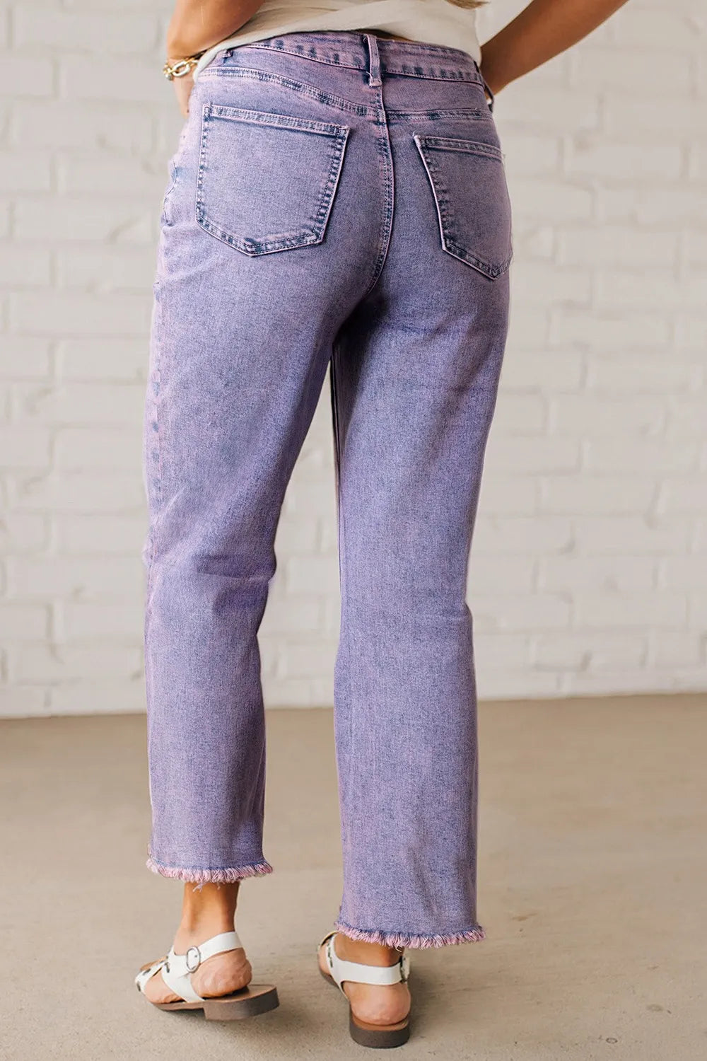 Hazel Blues® |  Washed Raw Hem Cropped Jeans