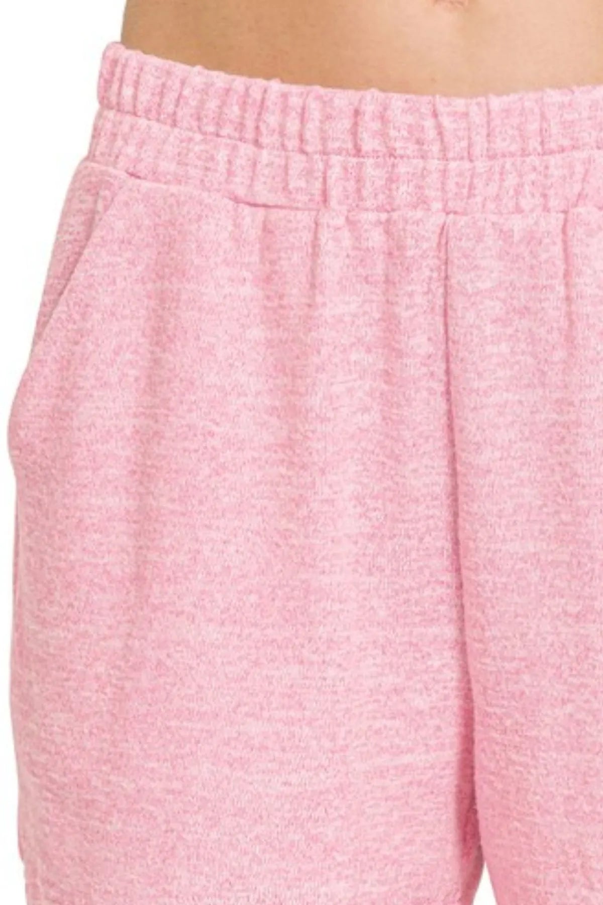 Hazel Blues® |  Zenana Soft Melange Hacci Elastic Waist Band Shorts