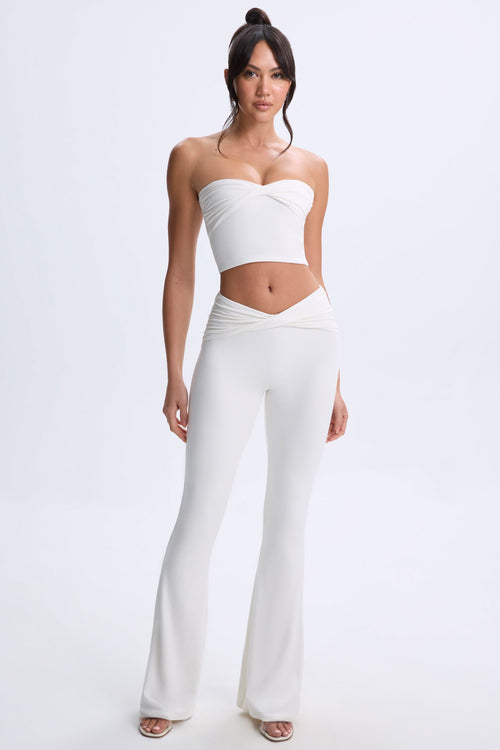 Modal Twist-Front Flared Trousers in White