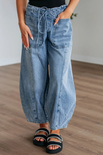 Hazel Blues® |  Wide Leg Drawstring Jeans