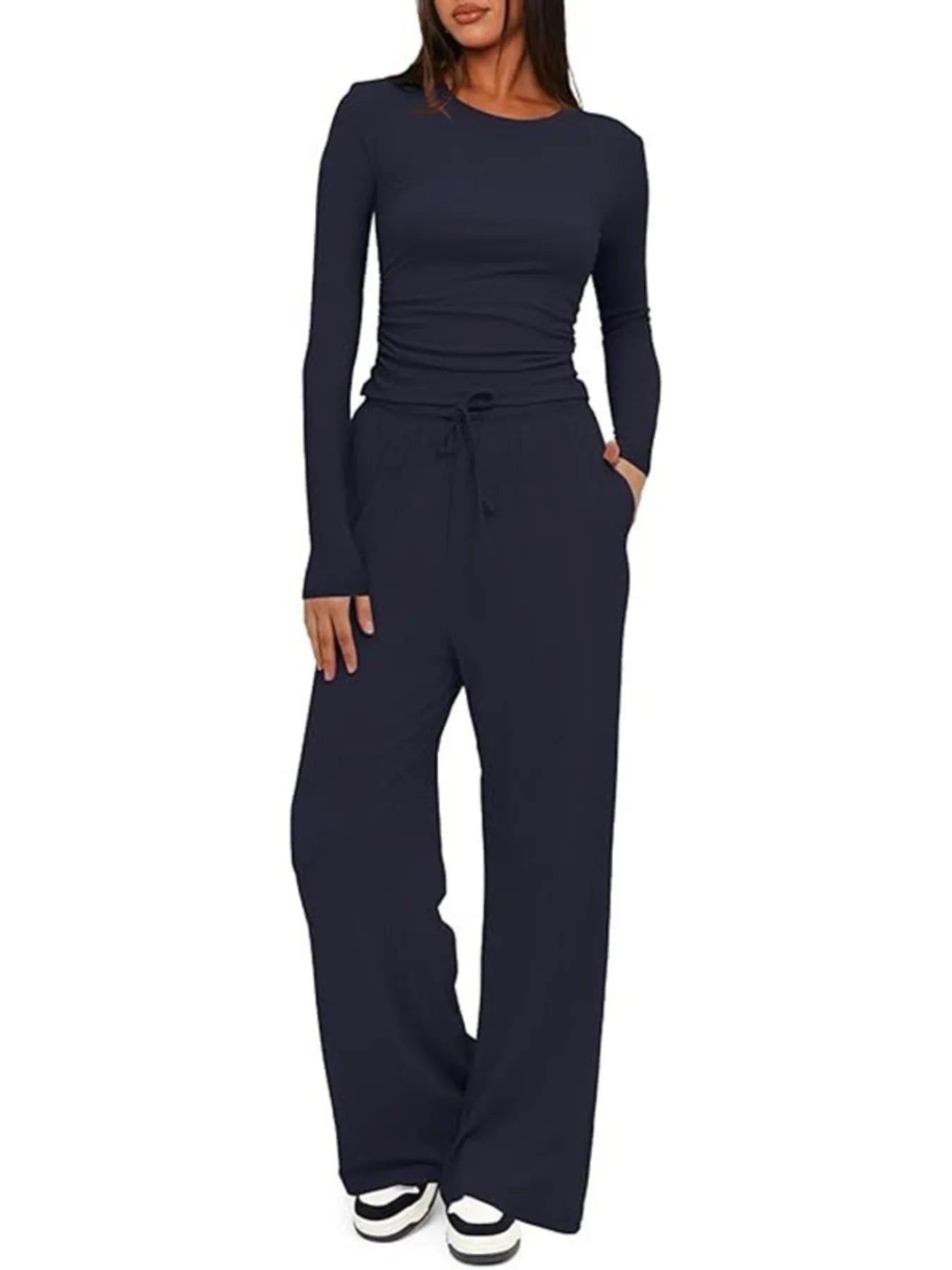 Hazel Blues® |  Round Neck Long Sleeve Top and Pants Set