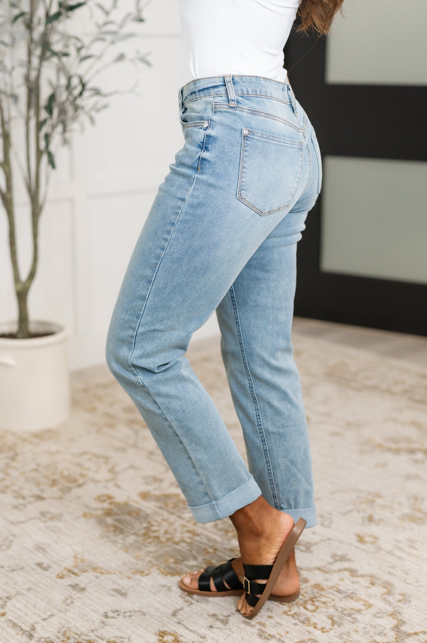 Hazel Blues® |  Cheyenne V-Front Cool Denim Boyfriend Jeans