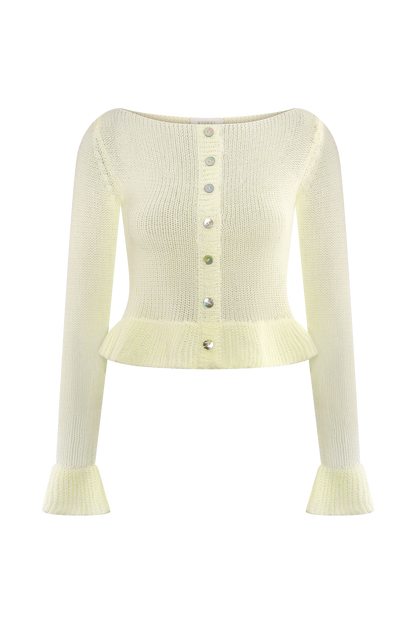 Eleanor Knit Frill Cardigan - White