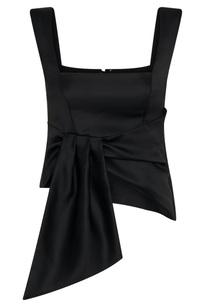Bryony Satin Structured Sleeveless Top - Black