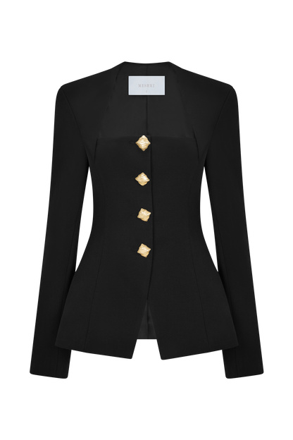 Christel Suiting Fitted Blazer - Black