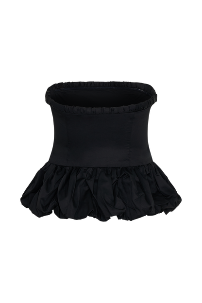 Cora Ruched Strapless Top - Black