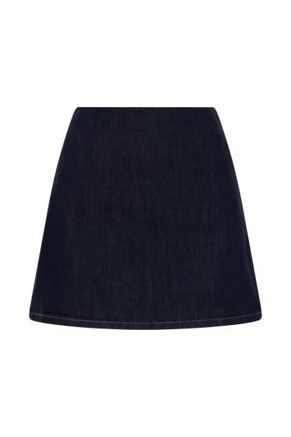 Ellie Denim Mini Skirt - Washed Indigo Blue