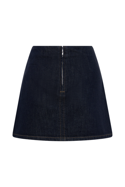 Ellie Denim Mini Skirt - Washed Indigo Blue