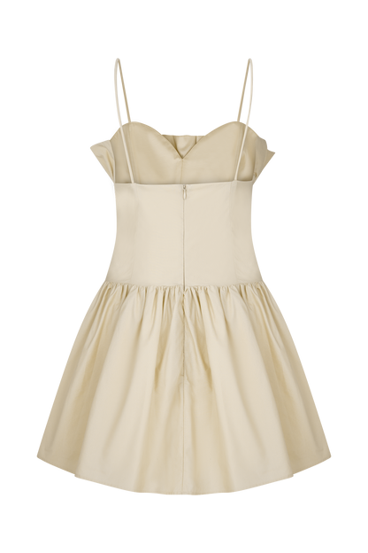 Janis Cotton Frill Mini Dress - Nude