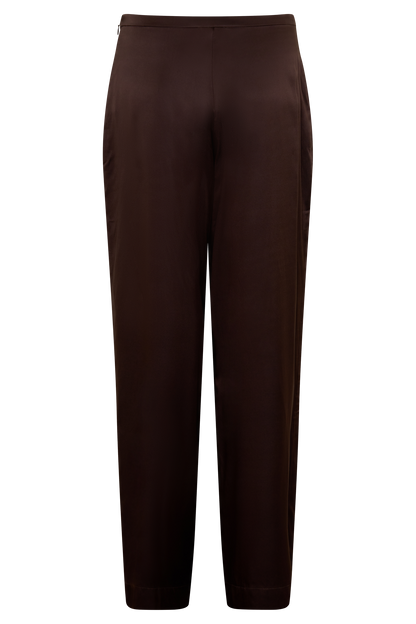 Kayla Silk Blend Straight Leg Pants - Dark Chocolate