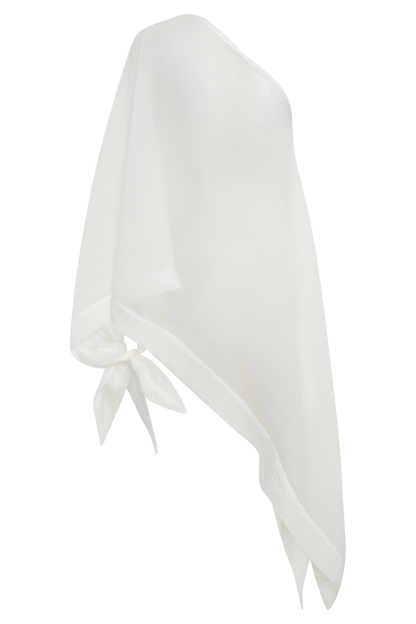 Leilani Sheer Draped Asymmetric Top - Ivory
