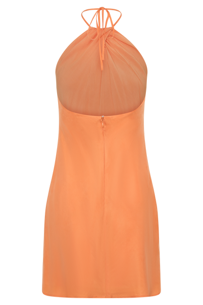 Maggie Cupro Halter Mini Dress - Orange