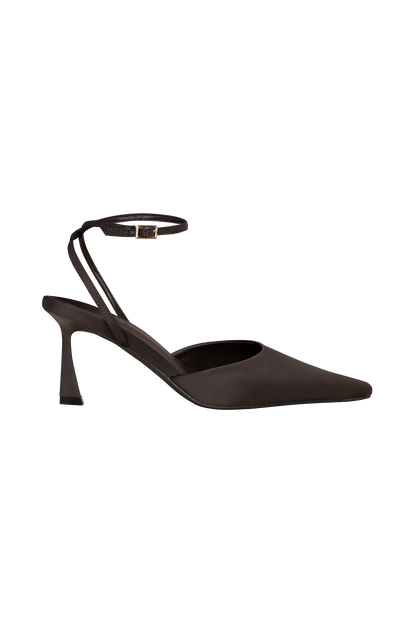 Marley Satin Pointed Heel - Chocolate