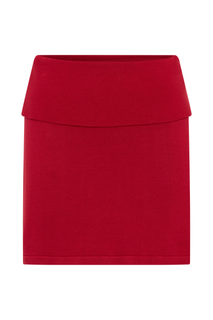 Misty Mid Rise Knit Mini Skirt - Red