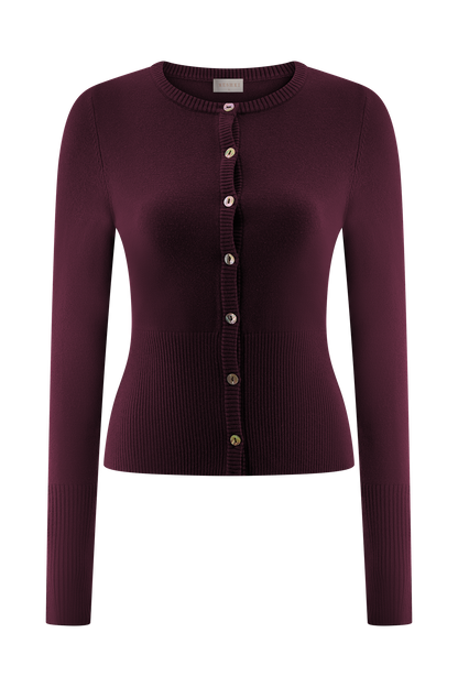 Reese Fitted Knit Cardigan - Merlot