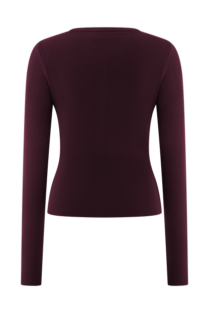 Reese Fitted Knit Cardigan - Merlot