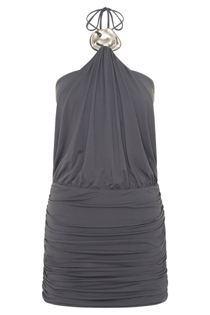 Sade Halter With Hardware Mini Dress - Grey