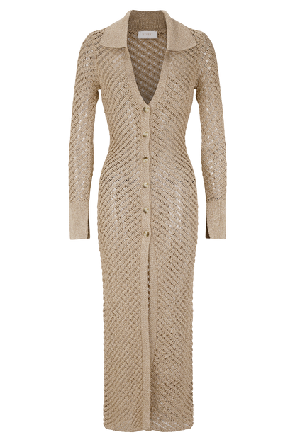 Waverley Metallic Knit Swim Cover Up - Gold