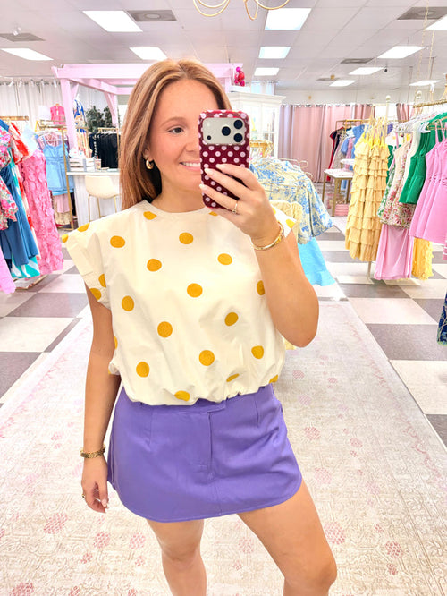 Polka Dot Bubble Crop Top (Yellow)
