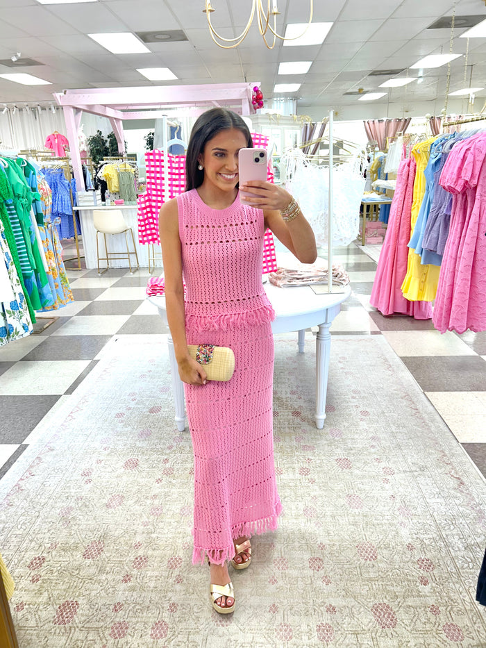 Pink Palm Crochet Set