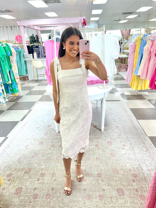Estate White Lace Midi Dress